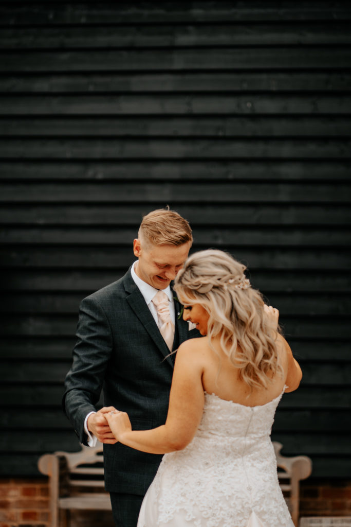 Bride and groom dancing at Villiers Barn